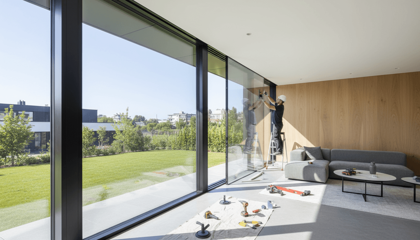 Ventana de aluminio instalada en un interior luminoso
