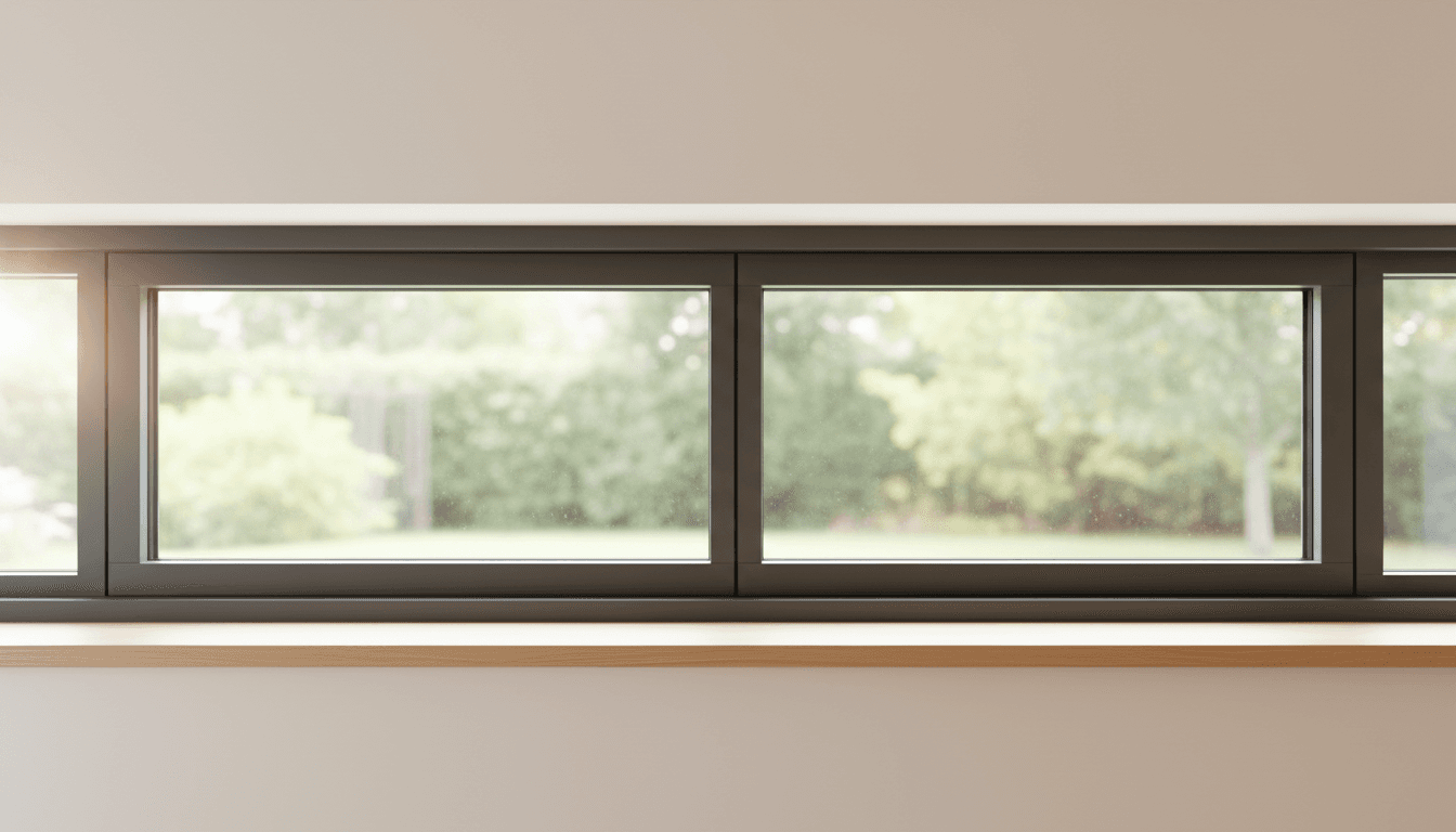 Primer plano de ventana de aluminio con doble acristalamiento en interior luminoso